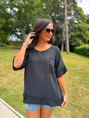 Black Multi Hole Detail Top Terri