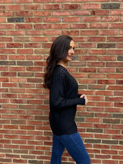 Black Diamante Crochet Knit Layla