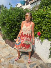 Cherry Print Shimmer Dress Tatiana
