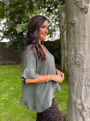 Khaki Bubble Cotton Top Kimberly
