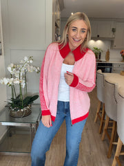 Pink Knitted Zip Jacket Addison