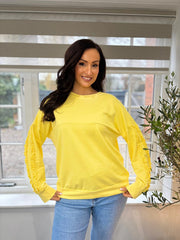 Yellow Ruffle Sleeve Sweatshirt Ava