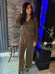 Gold Sparkle Diamante Zip Top Cassie