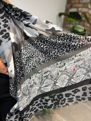 Grey Animal Panel Print Scarf