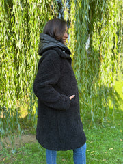 Black Premium Hooded Sherpa Coat Camilla
