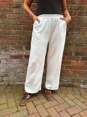 Winter White Seam Front Pull On Comfort Trousers