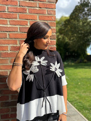 Black Applique Floral Knit Tanya