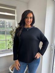 Black Embellished Trim Jumper Sarah
