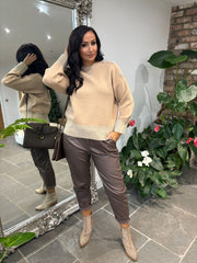 Mocha Embellished Shoulder Knit Maddie