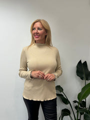 Stone Ribbed Flute Neck Top Charlotte