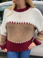 Wine Block Stitch Jumper Edie