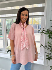 Pink Textured Scarf Top Vivienne