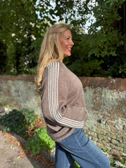 Mocha Designer Inspired Stripe Knit Yvonne