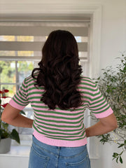 Pink Striped Knitted Cardi Evie