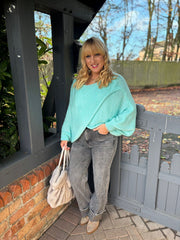 Aqua Knitted Wrap Jumper Nell