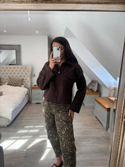 Chocolate Boucle Zip Jacket Estella