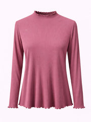 Pink Ribbed Flute Neck Top Charlotte