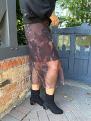 Chocolate Floral Mesh Skirt Nina