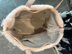 Rose Fluffy & Faux Leather Tote Bag