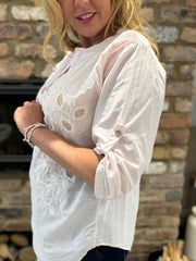 Pink Embroidered Floral Top Jasmine