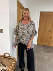 Stone Leopard Bubble Cotton Top Kimberly