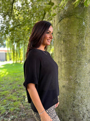 Black Cotton Reverse Seam Knit Jo