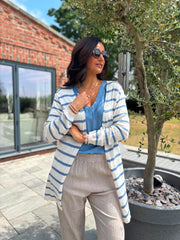 Denim Striped Longline Cardi Haven