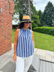 Navy Striped Sleeveless Top Tiana