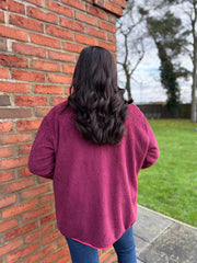 Wine Fleece Button Jacket Farah