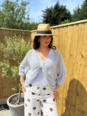 Grey Gathered Loose Knit Paige
