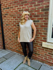 Stone Studded V Neck Tank Top Serena