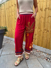 Red Tropical Print Trousers Maya
