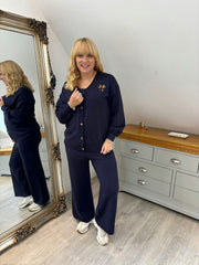 Navy Leopard Bow Cardi Georgina