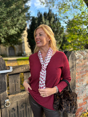 Wine Ribbed Knit Scarf Two Piece Jo