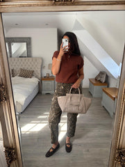Tan Collared Short Sleeve Knit Annie