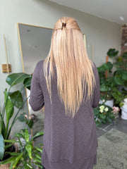 Chocolate Soft Drape Cardi Flora
