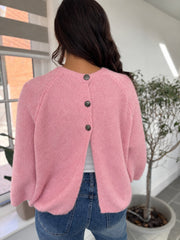 Pink Reverse Button Knit Cardi Larissa