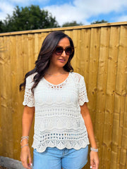 Stone Crochet Knit Top Selina