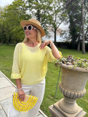 Lemon Ruffle Sleeve Knit Alexis
