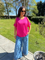 Lipstick Pink Cold Shoulder Top Orla