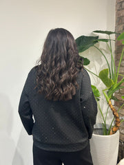 Black Diamante Sweat Top Nina