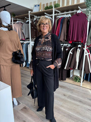 Black Drawstring Seam Front Trousers