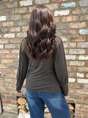 Chocolate Button Detail Roll Neck Eliza