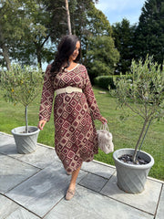 Wine Diamond Shimmer Dress Freya