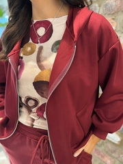 Wine Zip Up Hoodie Alice