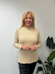 Stone Ribbed Flute Neck Top Charlotte