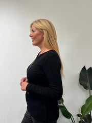 Black Ribbed Flute Neck Charlotte