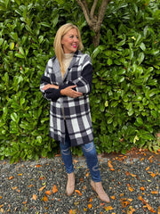Navy Check Hooded Cardigan Taylor