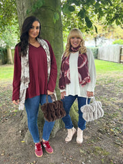 Wine Fringed Neck Top Donna