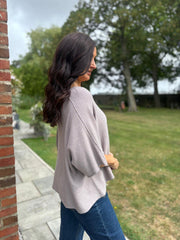 Mocha V-Neck Reverse Seam Knit Diana